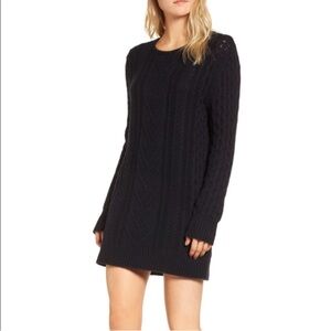 NWT Rails Jesse Wool & Cashmere Cable Knit Sweater Dress in Midnight Size Large